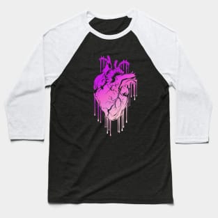 Pink Raimbow Human Heart Anatomy painting Baseball T-Shirt